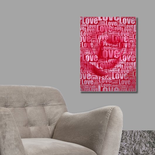Heet Roze Roos Aangepaste Afbeelding Liefde Typogr Poster