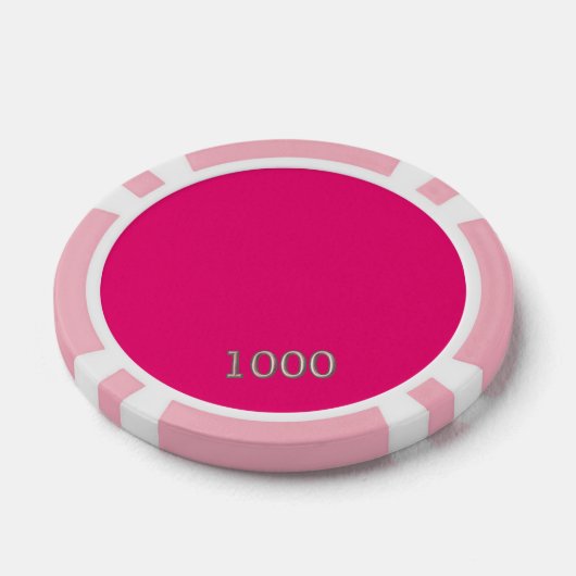 Heet Roze roze 1000 gestreepte pokerchip (Enkel)