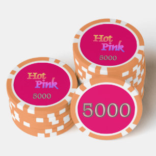 Heet Roze sinaasappel 5000 gestreepte pookspaander Poker Chips