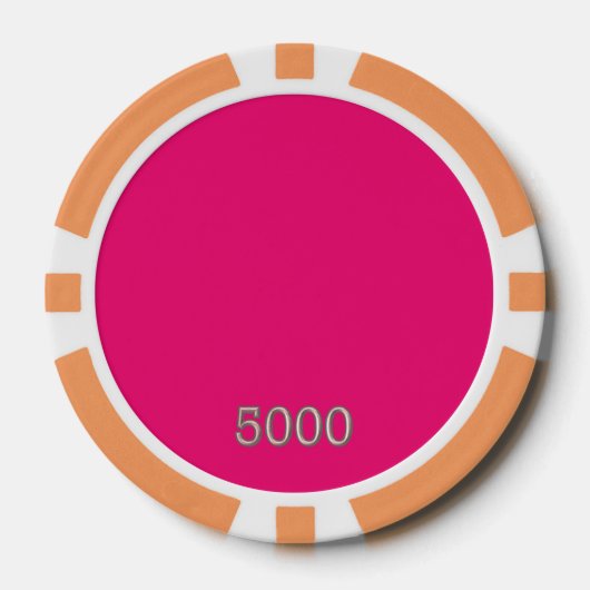 Heet Roze sinaasappel 5000 gestreepte pookspaander Poker Chips (Voorkant)