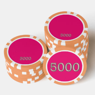 Heet Roze sinaasappel 5000 gestreepte pookspaander Poker Chips