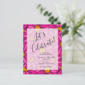 Heet Roze Sinaasappel Abstract Daisy Pattern Kaart (Staand voorkant)