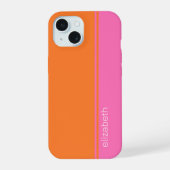 Heet Roze Sinaasappel Elegant Modern Minimal Desig iPhone 15 Hoesje (Achterkant)