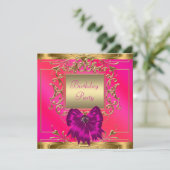 Heet Roze, Sinaasappel en Goud Verjaardagsfeest Kaart (Staand voorkant)