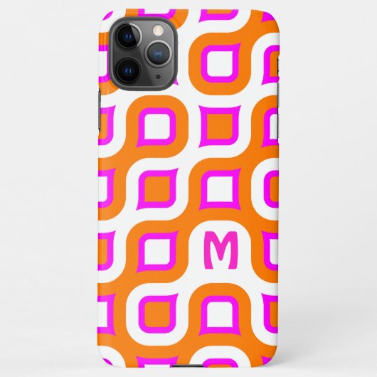 Heet Roze Sinaasappel Wit Mideeuw Kunstpatroon iPhone Hoesje (Achterkant)