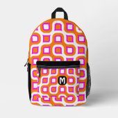 Heet Roze Sinaasappel Zwart Wit Mideeuw Kunstpatro Bedrukte Rugzak (Voorkant)