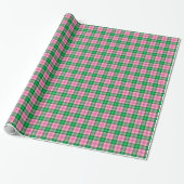 Heet Roze Smaragd Bos Groen Plaid Tartan Cadeaupapier (Uitgerold)