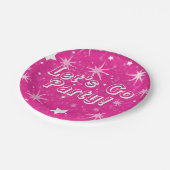 Heet Roze Sparkle Stars Gelukkig Verjaardagsfeest Papieren Bordje (Gekanteld)