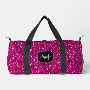 Heet roze sparkles faux glitter Custom Monogram Plunjezak