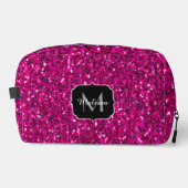 Heet roze sparkles faux glitter Custom Monogram Toilettasje (Voorkant)