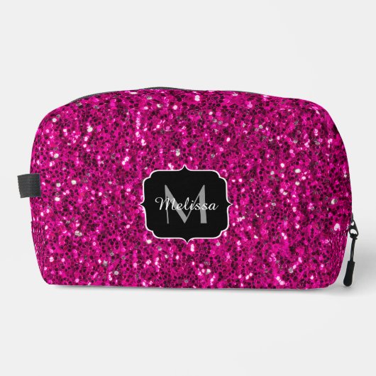 Heet roze sparkles faux glitter Custom Monogram Toilettasje (Voorkant)
