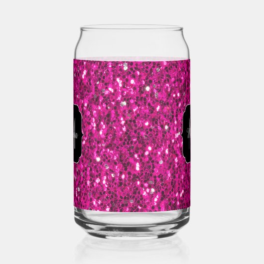 Heet roze sparkles girly bling Custom Monogram Blikvorm Glas (Links)