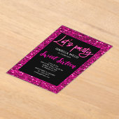 Heet roze sparkles Sweet 16 neon laat partij Acryl Uitnodigingen (Laagn)