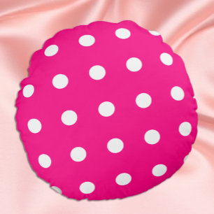Heet Roze Stippenpatroon Rond Kussen