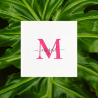 Heet Roze Swash Script Witte Cocktail