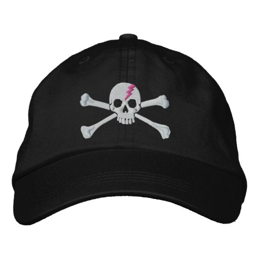 Heet Roze Thunderbolt Crossbones Pet (Voorkant)