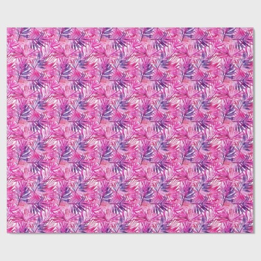 Heet Roze Tropisch Oerwoud Palmblad Cadeaupapier (Vlak)