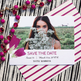 Heet Roze Tulpen Sweet 16 Save the Date Kaart
