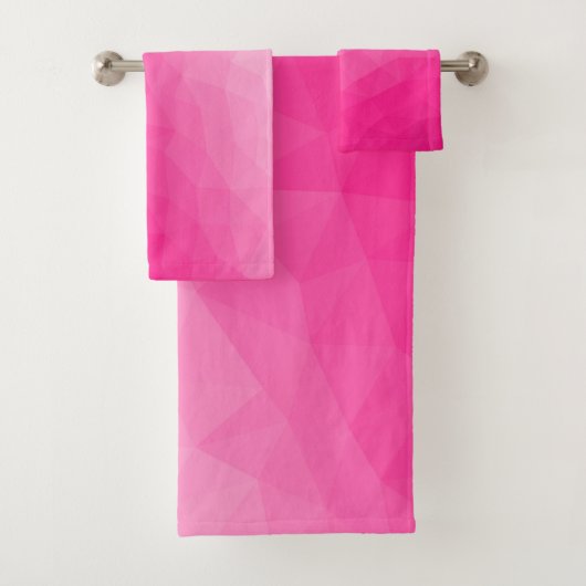 Heet roze verloop geometrisch meshpatroon bad handdoek (Insitu)