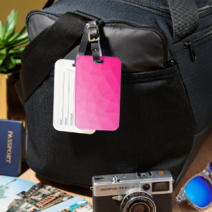 Heet roze verloop geometrisch meshpatroon bagagelabel