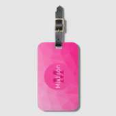 Heet roze verloop geometrisch meshpatroon monogram bagagelabel (Voorkant (verticaal))