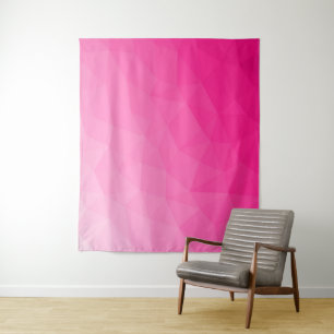 Heet roze verloop geometrisch meshpatroon wandkleed