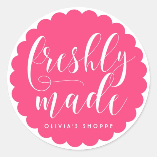 Heet Roze Vers Gemaakt Moderne Kalligrafie Zaken Ronde Sticker (Voorkant)