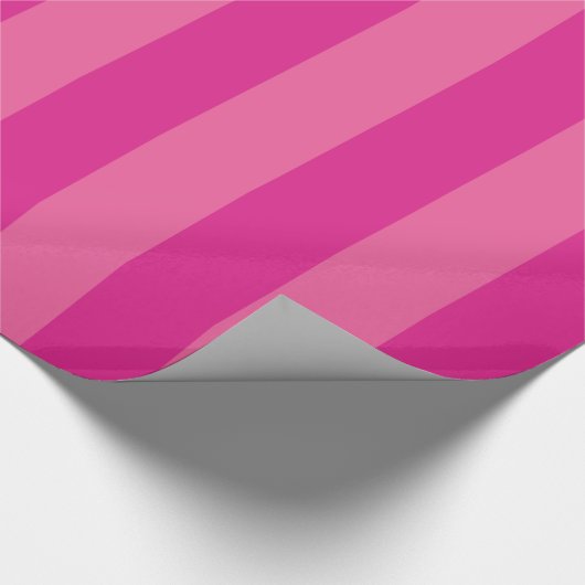 Heet Roze Verticaal Streeppatroon Cadeaupapier (Hoek)