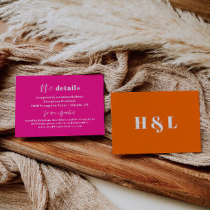 Heet Roze Vette Bruiloft Details Kaart