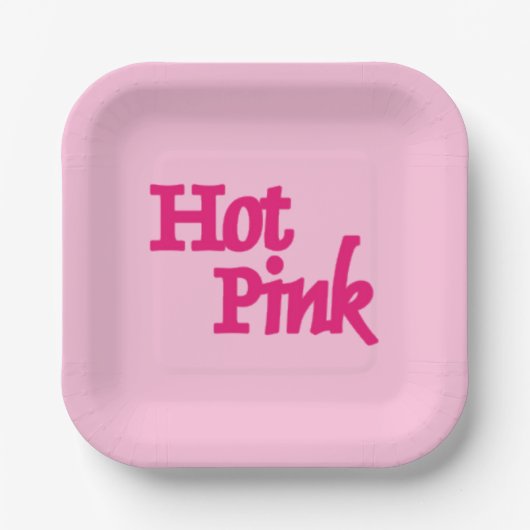 Heet Roze vierkante papieren borden Papieren Bordje (Voorkant)