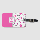 Heet Roze Vijf Petaal Waterverf Bloempatroon Bagagelabel (Voorkant (horizontaal))