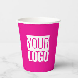 Heet roze - voeg vetgedrukte logo-papierkopjes toe papieren bekers