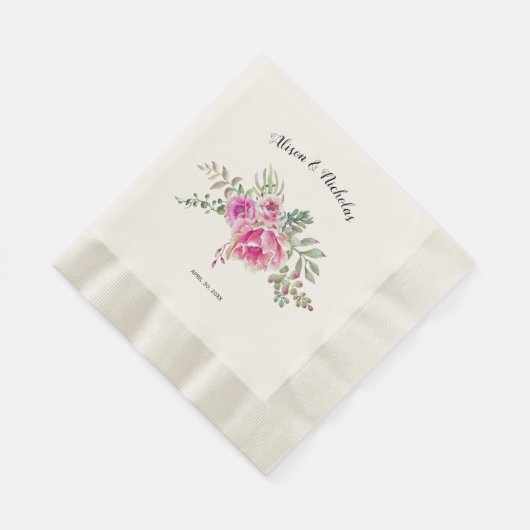 Heet roze waterverf cactus bloemen bloemenbruiloft servet (Hoek)