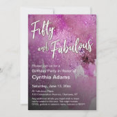 Heet Roze Waterverf Glitter Vijftig en Fabulous Kaart (Voorkant)