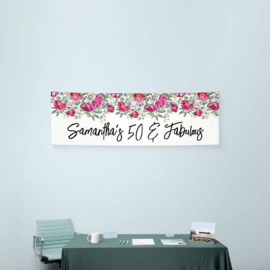 Heet Roze Waterverf Pioenen 50 & Fabulous Lang Spandoek (Beurs)