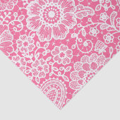 Heet Roze Wit Bloemen Kant Gift Wrap Tissue Papier (Detail)