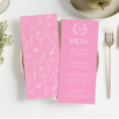 Heet roze wit bloemenretro elegant huwelijksmenu