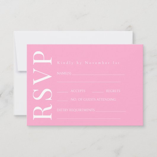 Heet roze wit bloemenrustiek bruiloft RSVP-kaarten RSVP Kaartje (Voorkant)