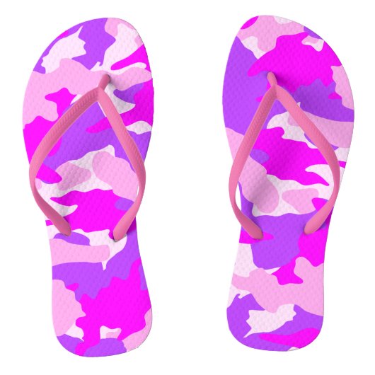 Heet Roze Wit en Paarse Camo Militaire Teenslipper Teenslippers (Voetbed)