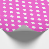 Heet Roze Wit Extra Groot Polka Dot Patroon Cadeaupapier (Hoek)