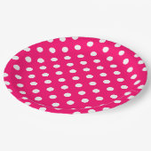 Heet roze wit polka stippen patroon papieren bordje (Gekanteld)