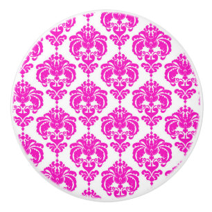 Heet Roze Witte Damast Elegante Chic Slaapkamer Dr Keramische Knop