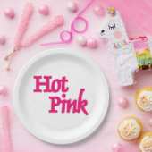 Heet Roze witte grote papieren borden Bordje (Feest)