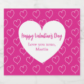 Heet roze witte harten Valentijnsdag Sparkling Wijnetiket (Enkel label)