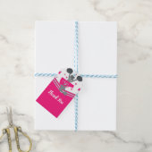 Heet Roze & Witte Sterren Cheer Cheerleading Feest Cadeaulabel (Met Touw)