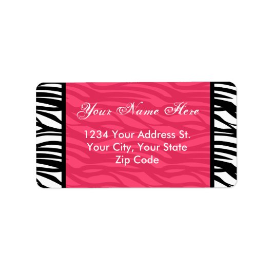 Heet Roze Zebra Adresetiketten Etiket (Voorkant)