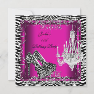 Heet Roze Zebra Luipaard Print Feest Schoenen Kaart