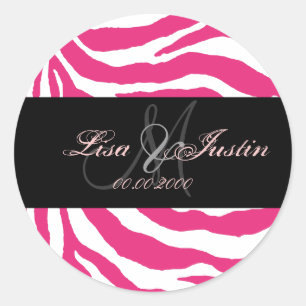 Heet roze zebra, monogram stickers