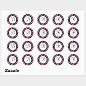 Heet Roze Zebra Print Monogrammed Stickers (Vel)