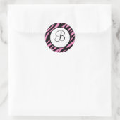 Heet Roze Zebra Print Monogrammed Stickers (Tas)